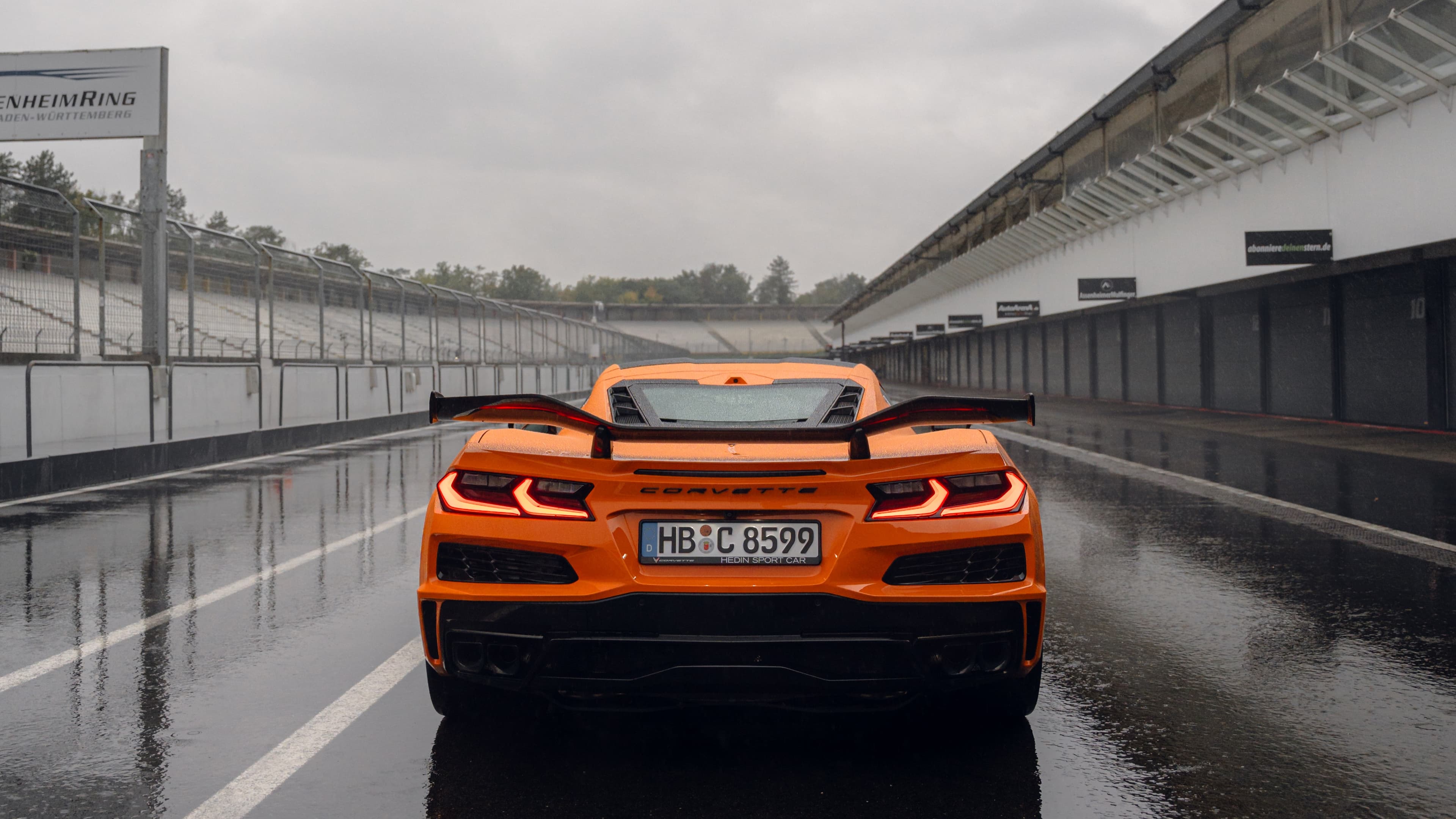 Orange Corvette on Hockenheimring race track